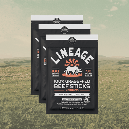 Lineage Provisions  100% Grass-Fed Beef Sticks – Ancestral Variety Pack